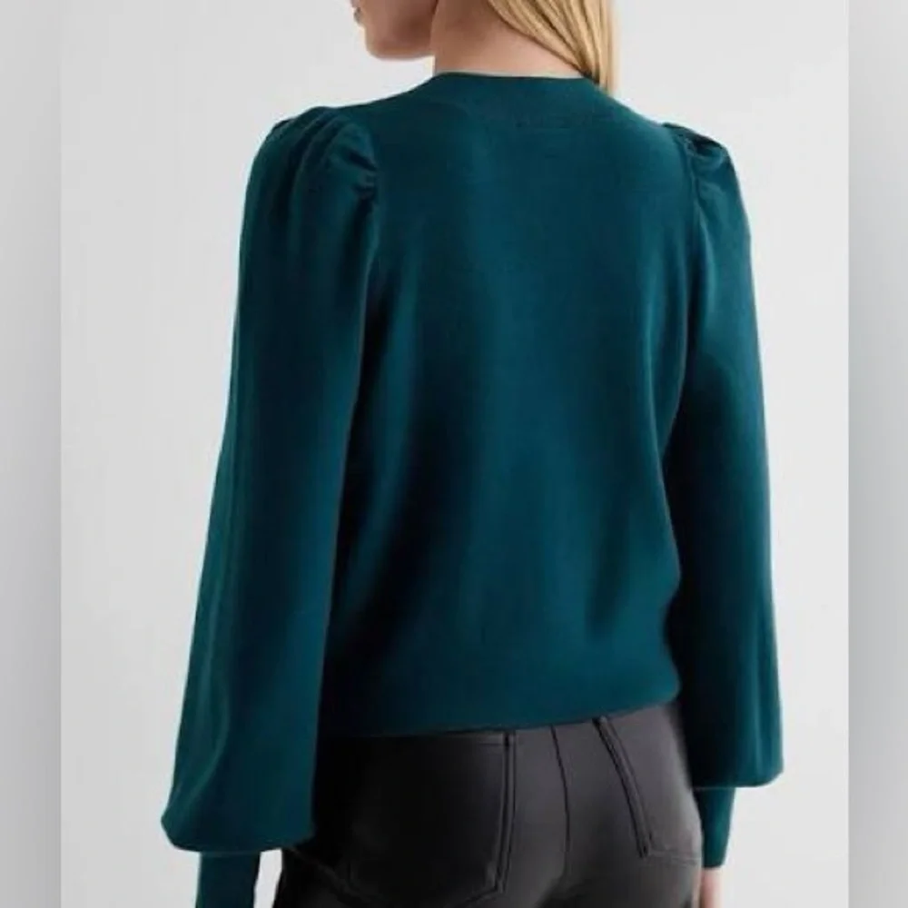 Express Teal Cardigan with Silver Rhinestone Bows - Picture 3 of 6